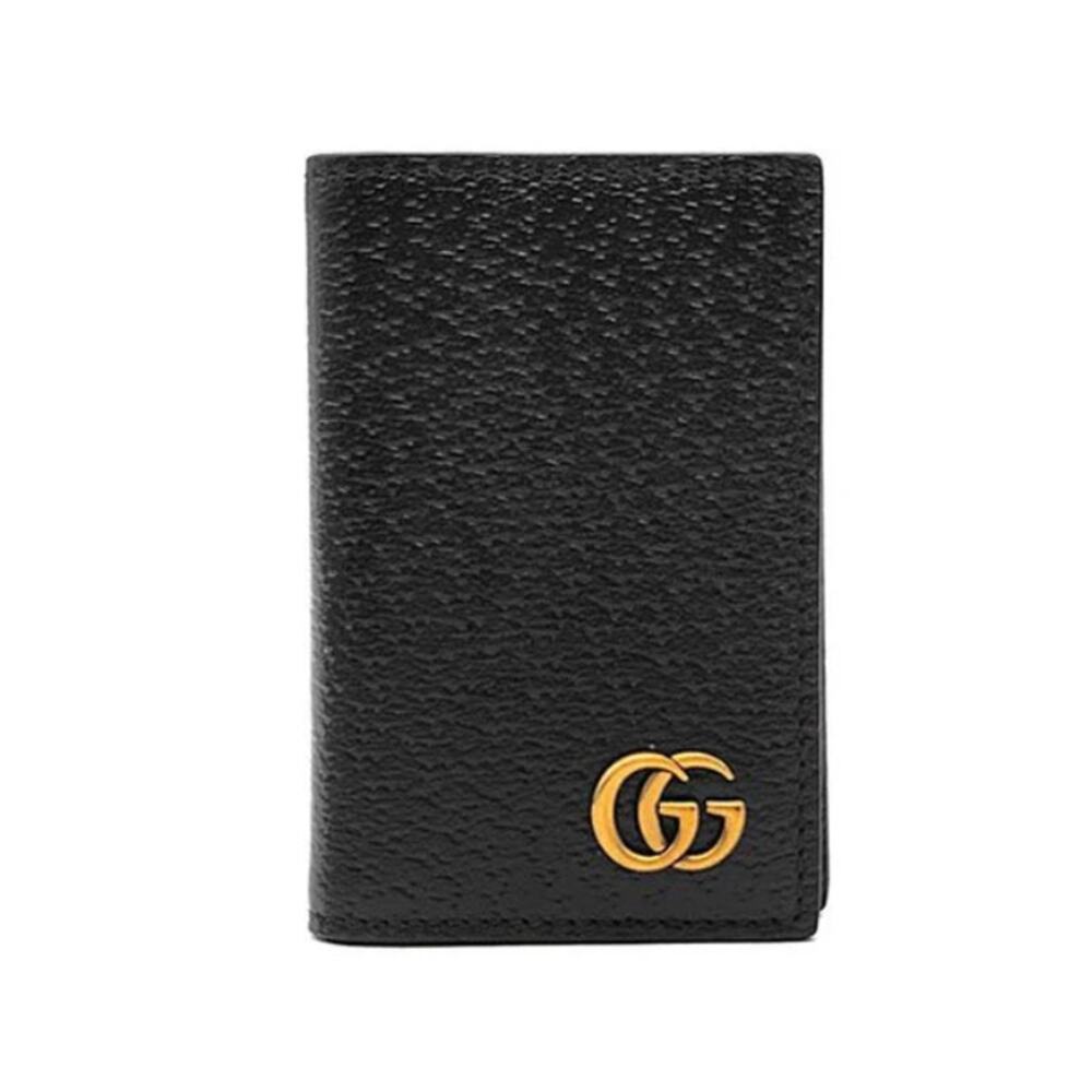 Gucci GG Marmont Mens Slim Card Holder Case Fold Over Black Leather